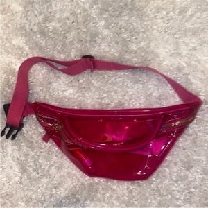 **WORN** forever 21 clear pink vinyl fanny pack Vibrant Pink Fanny Pack